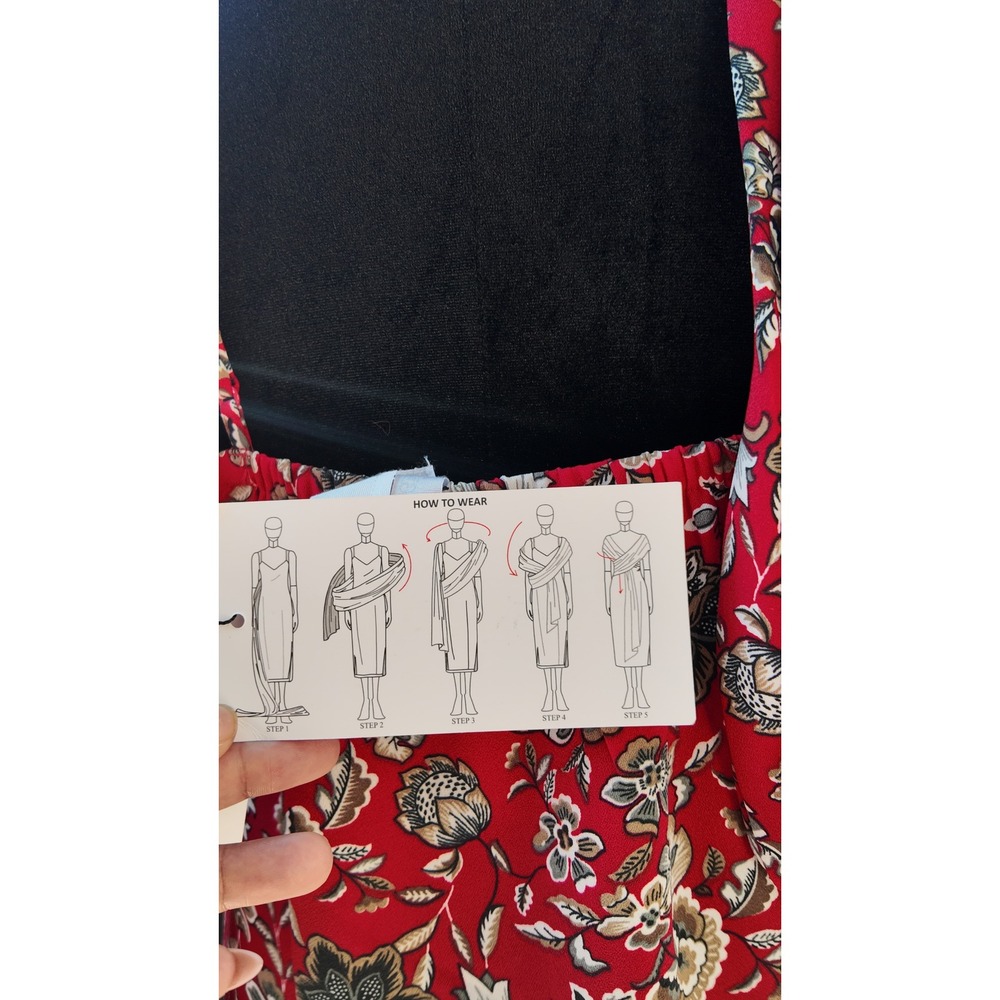 Making the Cut Red Floral Multi-Way Wrap Maxi Dress NWT - Picture 3 of 3